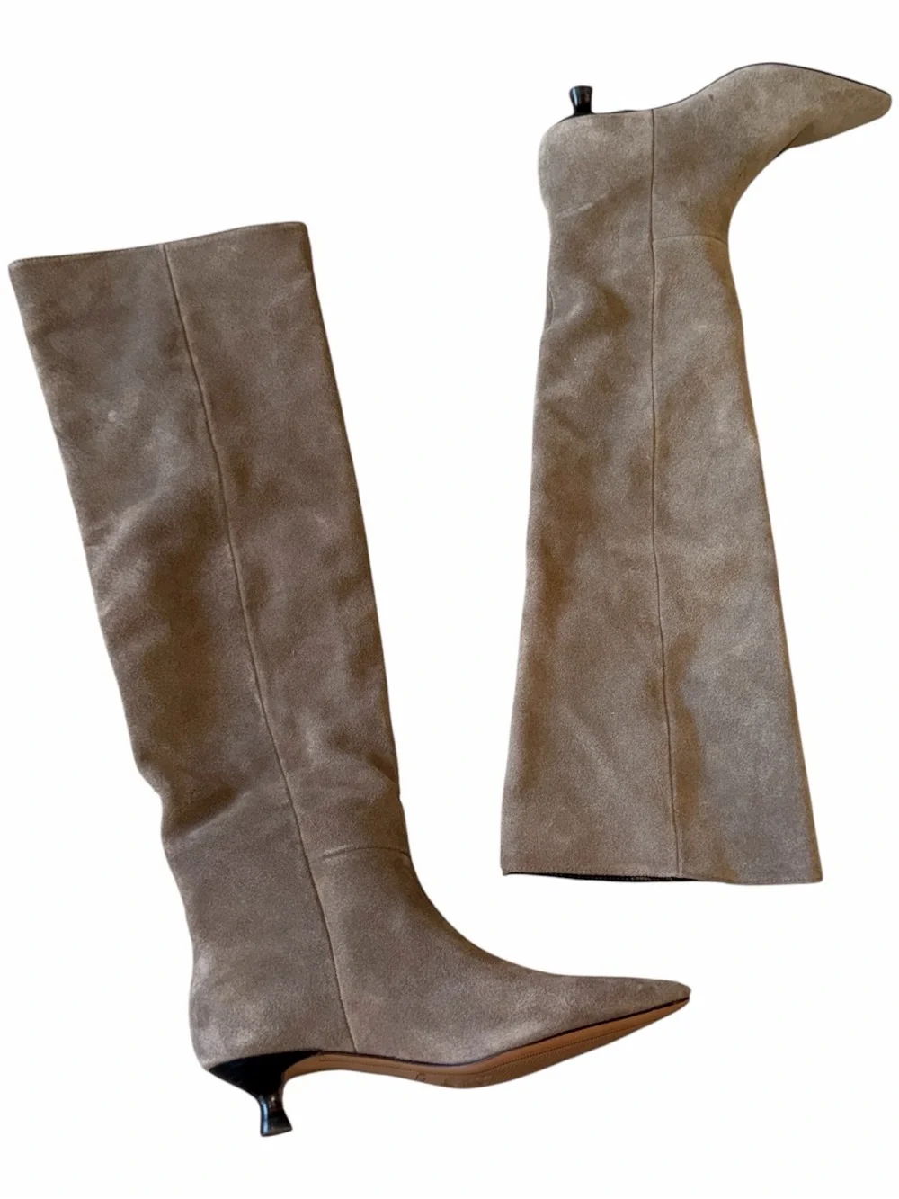 NEW ALDO Pull On Suede Kitten Heel Boot Gray SZ-5  Kitten Heel